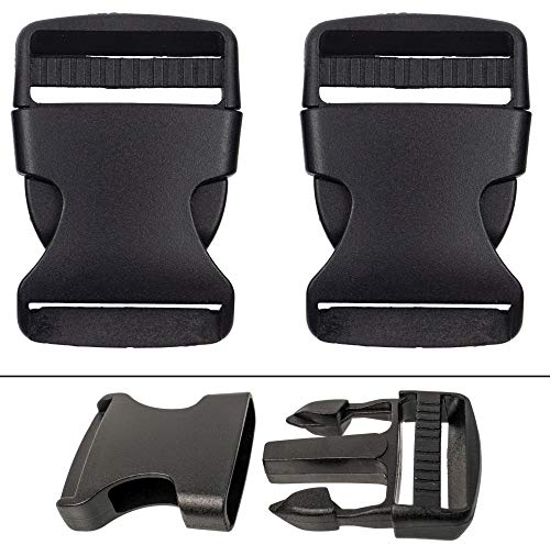 Fibbie a Scatto Doppie, Dimensione 50 mm, 2 Pz Fibbia Clip da Cintura, Fibbia a Clip per Zaino, Fibbia Plastica con Chiusura a Scatto per Zaino, Ricambi Chiusura Zaini, DIY, Fibbie Plastica, Nero