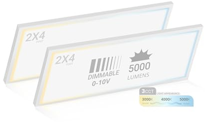 NUWATT 2x4 LED Flat Panel Light Surface Mount 3CCT 3000K-5000K, DLC, 2 Pack
