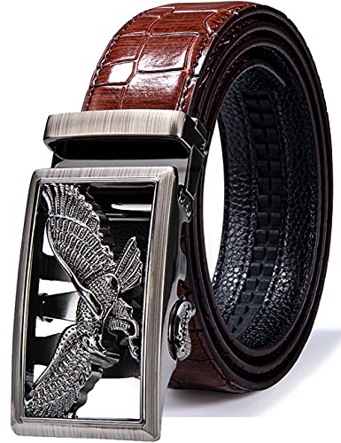 Barry.Wang Burgunder Leder Gürtel American Eagle Design Schnalle Taille Gürtel Herren Geschenk