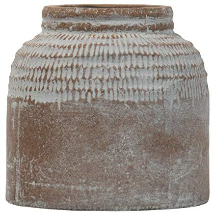 Foreside Home and Garden Petit Pot de Fleurs en Terre Cuite émaillée Marron Antique avec Finition blanchie à la Chaux