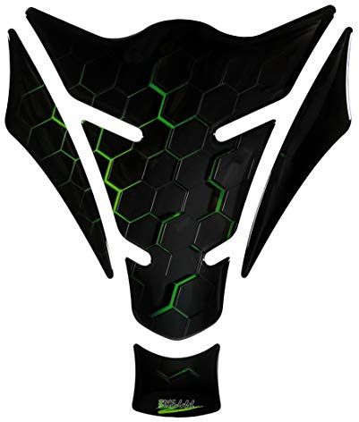 BIKE-label Tankpad 3D Motorrad Tankschutz Aufkleber Waben grün universal 503073VA