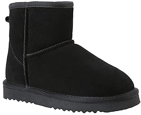 Veilante Damen Schneestiefel wasserdichte Leder Winterstiefel rutschfeste warme gefütterte Winterboots