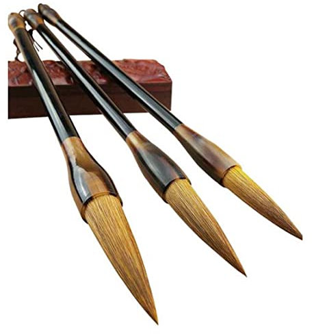 Fendawn Strive Lot de 3 Pinceaux de Calligraphie Chinoise Japonaise Kanji Sumi - Taille M et S