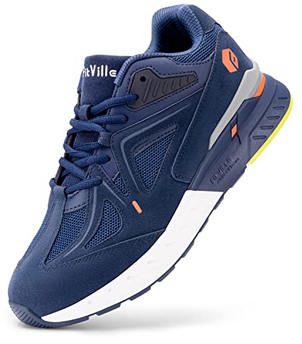 FitVille Extra Larghe Scarpe Uomo Sneakers Supporto per Arco Plantare Pianta Larga Scarpe da Ginnastica Comfort per Piede Piatto 44 EU X-Larga Blu