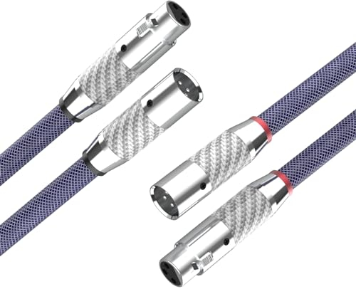 Preffair 1 Pair HiFi 4N OFC Pure Copper Balanced Cables Fully Balanced 3 Pin XLR Patch Cable, Carbon Fiber Rhodium Plated AWG18 Interconnect Mic Cord for Hi-End Auido/Music Devices (1.0 M / 3.3 Feet)