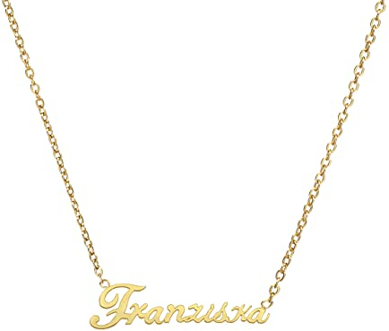 ANDANTE Premium Collection - Namenskette Franziska 14K Gold Edelstahl Halskette Personalisierte Kette mit Namen - längenverstellbar 43 cm - 48 cm