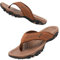 Herren Flip Flops Zehentrenner Leder mit Arch Support Sandalen Weich Leder Stoff Badelatschen Sommer Beach Rutschfest Hausschuhe Pantoletten(dunkelbraun,43 EU)