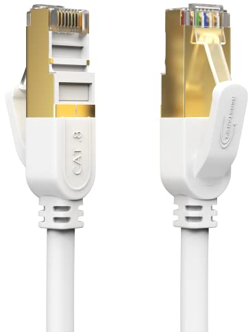 RedStar24 Cat 8 Netzwerkkabel 15m Gigabit Highspeed LAN Kabel RJ45 Patchkabel POE DSL S/FTP 40 Gbps 2000MHz Ethernet Kabel Cat 8.1 Weiß für PS5, PS4, Xbox One, Router, TV, Modem, Laptop, PC usw