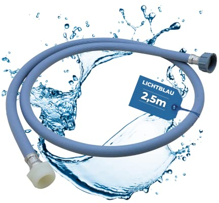 Lichtblau Zulaufschlauch Verlängerung Waschmaschine Geschirrspüler Anschluss Größe 2,5 m I 3/4 Zoll Gewinde I Verlängerung für Wasserzulaufschlauch universell verwendbar Hersteller unabhängig