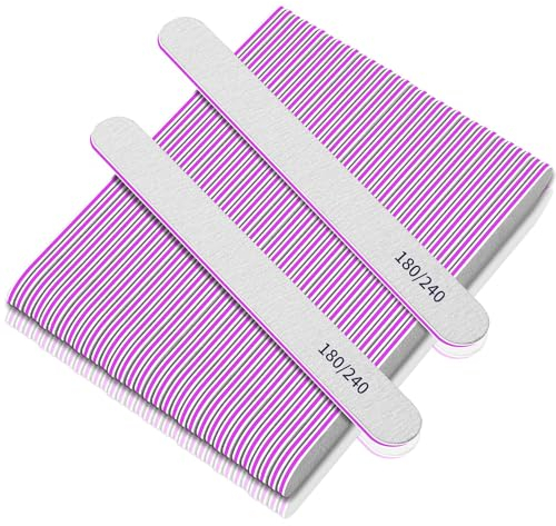 Lime per Unghie, 50 Pezzi Lima per Unghie 180/240, Lime Unghie Professionali Doppia Faccia, Lima per Unghie Naturali, Manicure E Unghie in Gel & Naturali per Uso Domestico e Salone