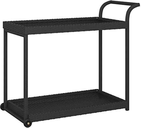 vidaXL Barwagen Schwarz 100x45x83 cm Poly Rattan