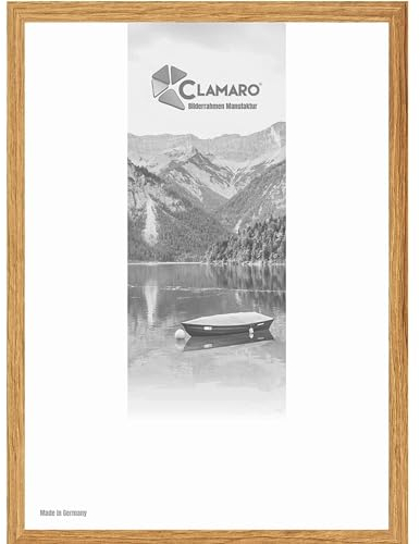 CLAMARO 'COLLAGE' Bilderrahmen 48x68 handgefertigt nach Maß | Eiche Catania | Moderner eckiger MDF Holzbilderrahmen inkl. Acrylglas, Rückwand und Aufhänger (querformat & hochformat)