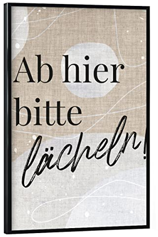 artboxONE Poster mit schwarzem Rahmen 30x20 cm Abstrakt Linen - Ab Hier Bitte lächeln ! - Bild japandi