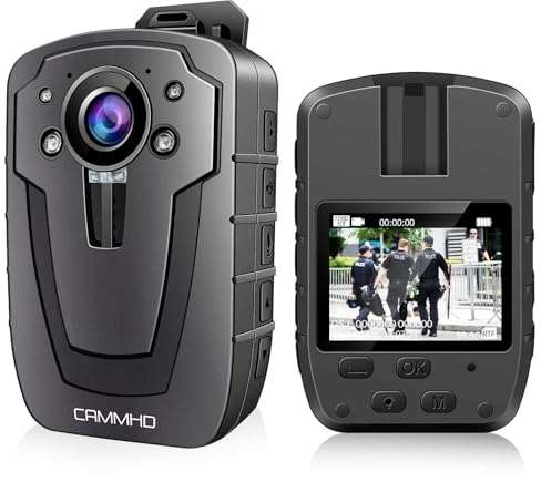 CAMMHD C8-32G 1296P Body Cam 4000mAh Registrazione 16H Polizia Videocamera con Registrazione Audio e Video Visione Notturna Bodycam della Polizia Telecamera di Sicurezza Indossabile