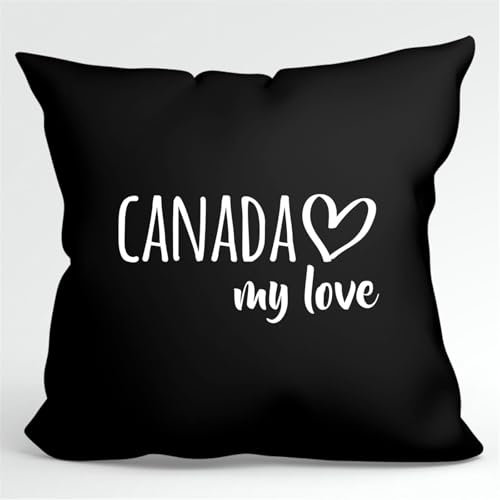 Huuraa Kopfkissen Canada My Love Geschenk 40x40cm mit Füllung Black Baumwolle Canada Deko