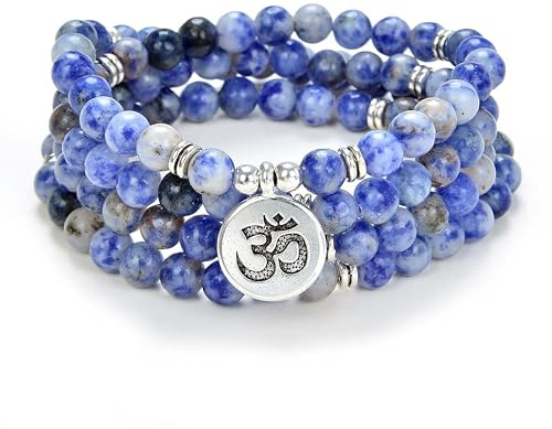 oasymala Yoga Symbol Anhänger Charm 108 Mala Beads Meditationsarmband oder Halskette für Männer oder Frauen
