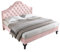 Azkoeesy Rosa Polsterbett 140 x 200 cm, mit Lattenrost, mit Kopfteil in Kronenform, Mädchenbett, Doppelbett, Jugendbett, Samt