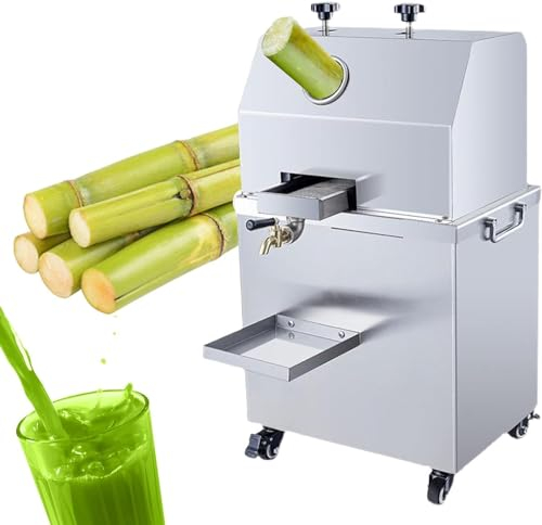 Commercial Sugarcane Juicer Machine, Electric Sugar Cane Juicers Press Squeezer, Sugarcane Juice Machine for Cuicing Sugar Cane Kumquat Citrus Ginger
