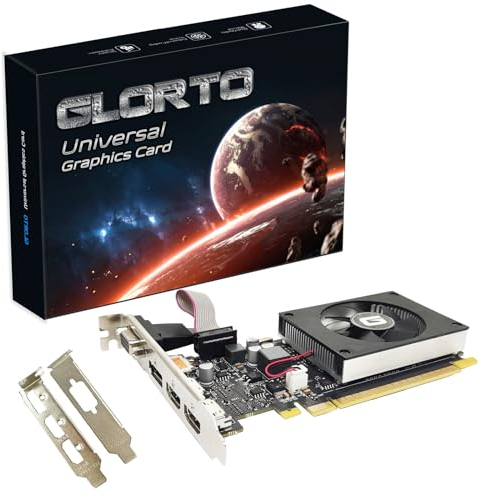 Glorto GeForce GT 730 4G Low Profile Graphics Card, 2X HDMI, DP, VGA, DDR3, PCI Express 2.0 x8, Entry Level GPU for PC, SFF and HTPC, Compatible with Windows 11