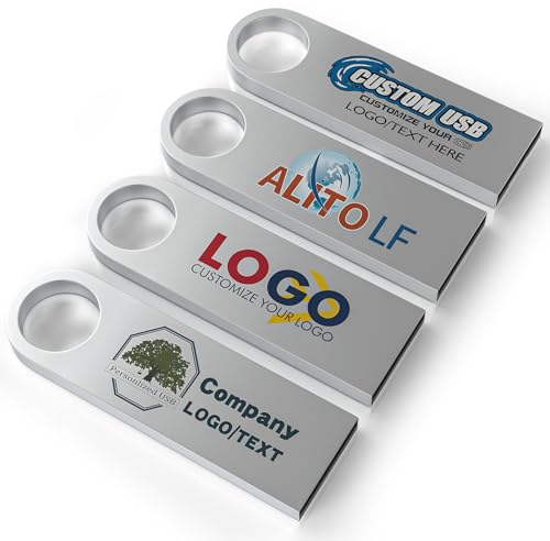 Personalisierte Metall USB-Sticks 20 Stück mit Gravur Wunsch Text, Muster, Firmenlogo, Hochzeit Speicherstick USB 2.0 Flash Drive Individueller 128MB/256MB/512MB/1GB/2GB/4GB/8GB/16GB/32GB/64GB