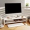 YANBI Office Organizer Rack with Storage, Wooden Corner Monitor Stands for Desk, Triangular Monitor Shelf Riser Lifting Tablet Holder (Color : White)