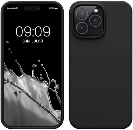 kwmobile Handyhülle für iPhone 14 Pro Max Hülle, für iPhone 14 Pro Max Case - Hülle Silikon - kabelloses Laden - Schwarz matt