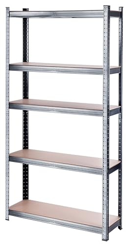 KADAX Metallregal, Kellerregal aus Metall, Schwerlastregal für Gartengeräte, Stabiles Werkstattregal mit 875 kg Traglast, Garagenregal für Autoteile, Regalsystem, Lagerregal (Schwarz 180x90x30 cm)