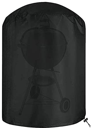 Housse de Barbecue Ronde - Résistante aux intempéries - Résistante aux intempéries - Housse de Barbecue à gaz - Coupe-Vent, UV et imperméable - avec Cordon de Serrage - Noir