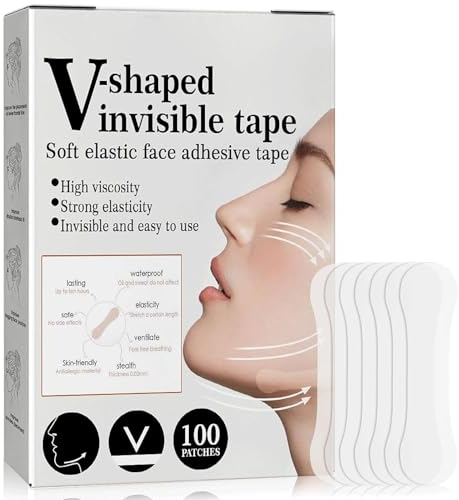 Shefave Facelifting Tape Unsichtbar, 100PCS Face Lift Tape Invisible, Anti-Falten Patches, Tape Gesicht Falten, Lifting Stripes Gesicht für Hide Wrinkles Double Chin Saggy Tightening Skin
