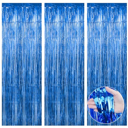 Lametta Vorhang,Glitzervorhang Lametta,Lametta Vorhang Blau,Party Deko,Glitzer Vorhang,Deko Geburtstag,Fringe Lametta Fotowand Hintergrund Metall Tinsel Valentinstag Girlande Luftballons Deko
