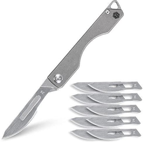 KeyUnity Titan Klappmesser, Utility EDC Taschenmesser mit #24 austauschbarer Klinge, für Outdoor-Jagd, Camping, Angeln, Wandern für Männer & Frauen… (KK01+24#)