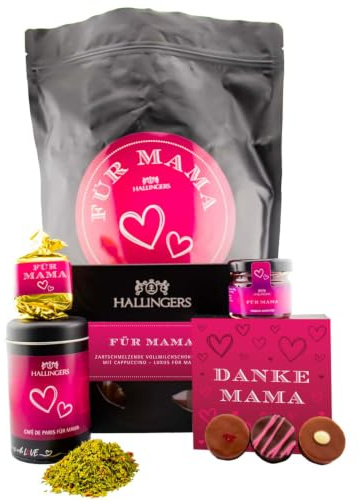 Hallingers Genuss Manufaktur Feinkost Muttertagsgeschenk-Set - XXL-Wundertüte Für Mama großes Mitbringsel Nougatmandeln, Pralinen, Schokolade, Konfitüre & Gewürz, Geschenkidee für Mama Oma