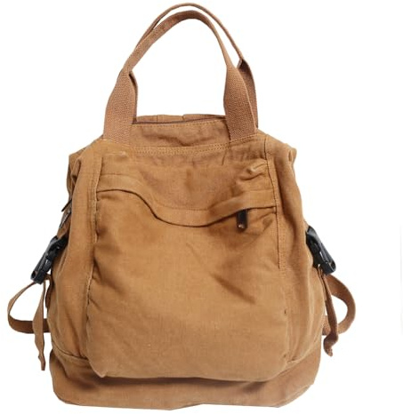 Fiorky Canvas-Rucksack, Vintage-Pendler-Schultasche, einfarbig, Studentenrucksack, ästhetischer Hippie-Y2K-Rucksack for Frauen und Mädchen