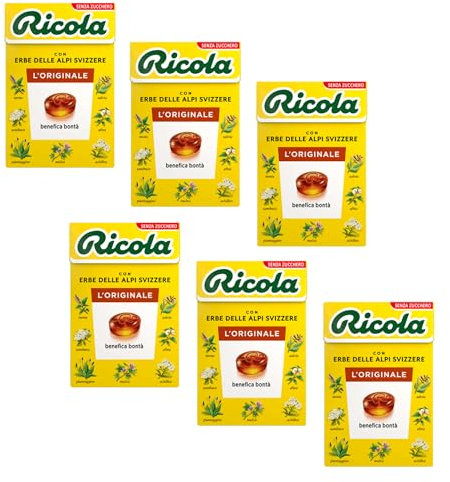 Ricola® | Caramelos Duros Hierbas Balsámicas | Caramelos de Hierbas Suizas Sin Azúcar - 6 Cajas (300 Gr)