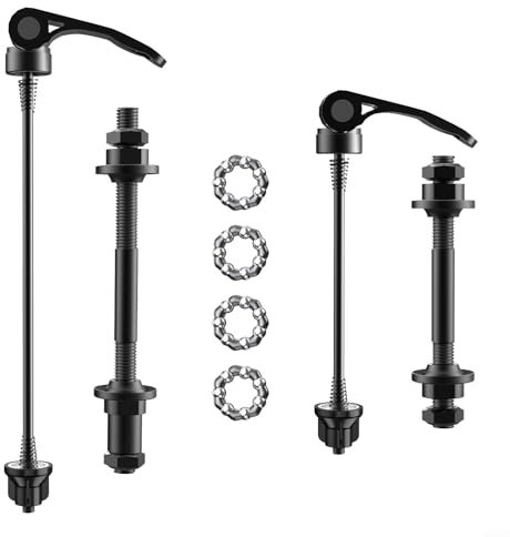 Set di sgancio rapido per bicicletta, ruota anteriore e posteriore, con perno ruota da 25 mm (1/4), con sfera in acciaio, adatto per bici da strada, mountain bike (anteriore + posteriore)