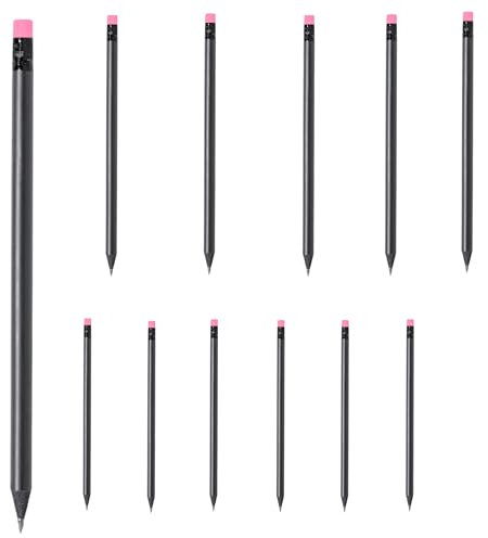 10 Stück matt schwarze Bleistifte Holzbleistifte Black Edition mit farbigem Radiergummi Härtegrad HB, vorgespitzt, 19 cm Länge Sparpack Nachhaltig in acht zu Ihrer Hausfarbe passenden Farben (Rosa)