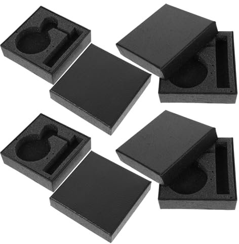 Mikikit Taschenuhren Aufbewahrungsbox 4 StüCk Schwarz, Papierbox FüR 47mm Taschenuhren, Tragbare Uhrenbox Mit Abnehmbarem Kissen FüR Schmuck Oder Reise