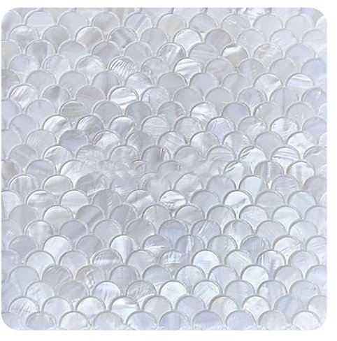 Yurosiay Tile Film, 3D Tile Stickers, 30 x 30 cm, Self-Adhesive Tiles, Fish Scale Shell Tiles, Beige Kitchen Splashback, Waterproof, Mosaic Kitchen Wall Stickers, #1, Pack of 4