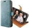 Snakehive Leather Wallet for iPhone 16 - Real Leather Wallet Phone Case with Viewing Stand and Card Holder - Flip Folio Cover with Card Slots (Teal)