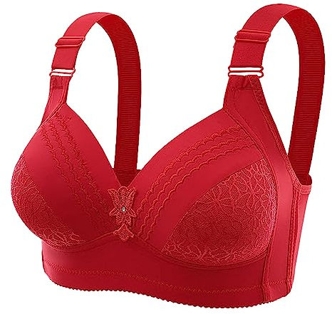 Generico Coppette Silicone Seno Reggiseni con Ferretto Reggiseno da Donna Confortevole, Nuovo, Grande e Sottile, Senza Anello in Acciaio, Regolabile, Traspirante Coppette Silicone Seno (Red, 40)