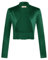 Belle Poque Bolero de satén vintage para mujer, manga larga, parte delantera abierta, dobladillo con volantes, verde oscuro, S