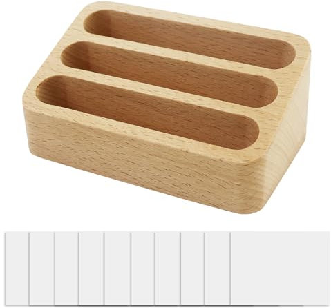 JRSHIRLEYLTD Porta biglietti da visita in legno con 10 scomparti per carte di credito, per ufficio, casa, scuola