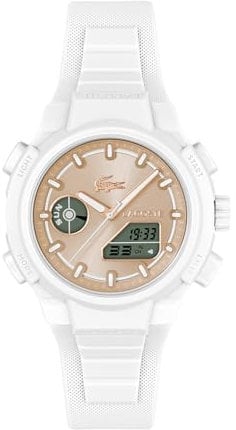 Lacoste Analoge-Digitale Multifunktions-Quarzuhr für Damen Kollektion LC33 mit Weisses Silikonarmband - 2001430