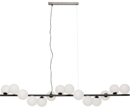 Kare Design Hängeleuchte Scala Balls Milky, Schwarz, 14 milchige Lampenschirme, Fassung G9, Lampen, Wohnzimmerlampe, Esszimmerlampe, kein Leuchtmittel enthalten, 130x150x29 cm (H/B/T)