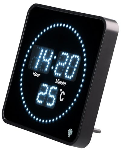 Horloge radiopilotée 20 x20 cm avec thermomètre - LED blanches [Lunartec]