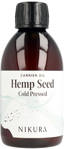 Nikura Hemp Seed Oil (Cold Pressed) - 250ml | for Skin, Hair, Body, Face | Moisturising Carrier Oil | Vegan & UK Made | BPA Free