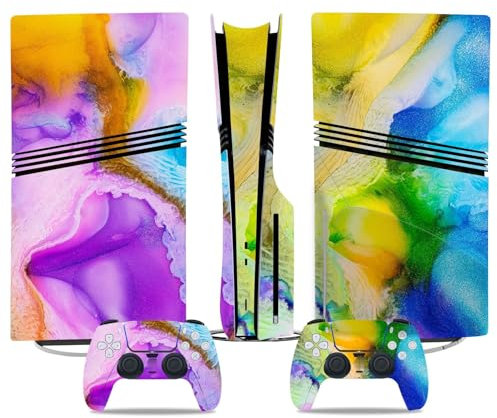 Anti Rayures pour PS5 Pro Skin Digital Edition Console Contrôleur Vinyl Cover Skins Wraps Résistant Aux Rayures Compatible avec pour PS5 Digital Edition Pro 35427 sans Mousse