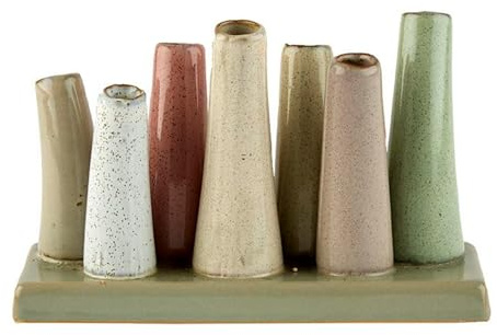Mariles Vasen Set auf Sockel Blumenvasen Blumengefäß Tischdeko Tafeldeko Blumendeko 10 x 20 cm Multi