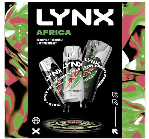 Lynx Africa Trio Gift Set with a body spray, a body wash and an anti-perspirant perfect for any occasion 3 piece