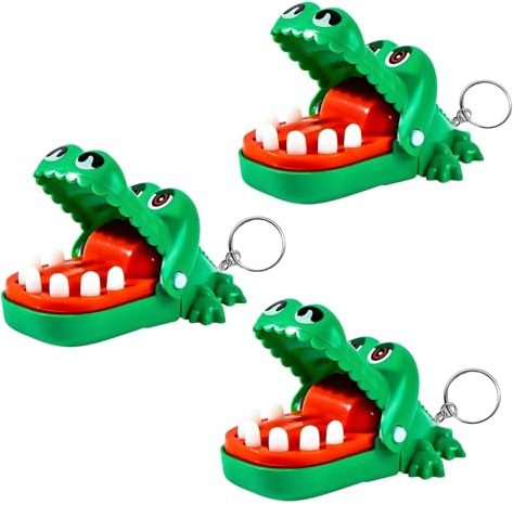 ZexJpr 3 Grüne Krokodil Spiel Zähne, Mini Spiele Krokodile, Reise Spiele, Reaktionsspielzeug Mit Biss Für Unterwegs, Reiseunterhaltung, Kurze Pausen, Familien- und Kinderaktivitäten